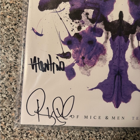 Of Mice And Men Tether Blue/Pink Splatter Vinyl LP Record BAND SIGNED - Picture 2 of 6